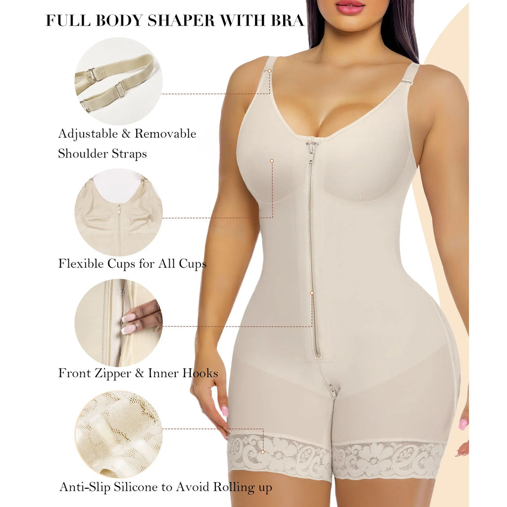 Women’S YIANNA Fajas Colombianas Shapewear Tummy Control Butt Lifter Shaper with Zipper Crotch Detachable Shoulder Strap Springstatements