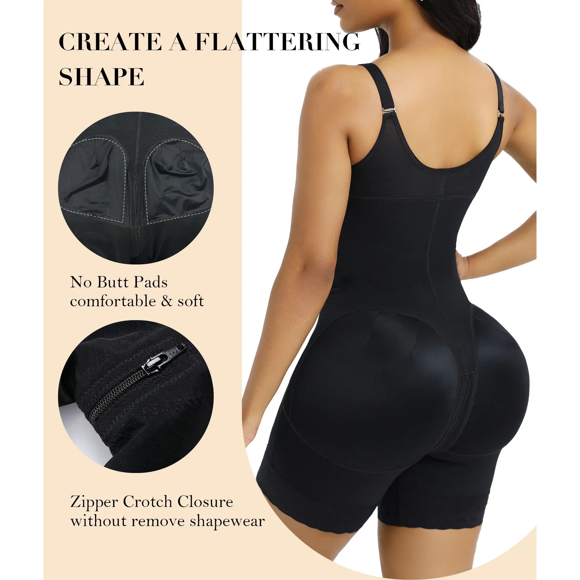 Women’S YIANNA Fajas Colombianas Shapewear Tummy Control Butt Lifter Shaper with Zipper Crotch Detachable Shoulder Strap Springstatements