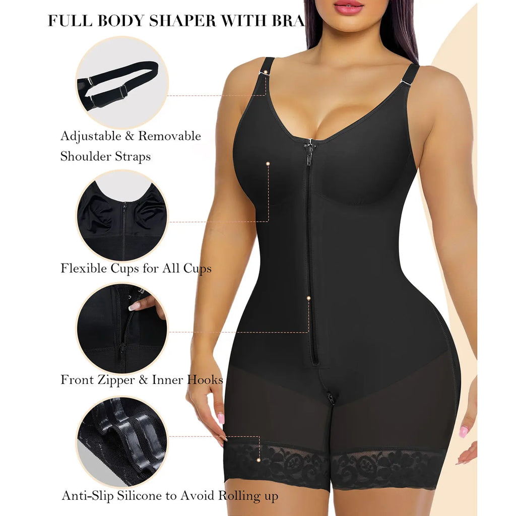 Women’S YIANNA Fajas Colombianas Shapewear Tummy Control Butt Lifter Shaper with Zipper Crotch Detachable Shoulder Strap Springstatements