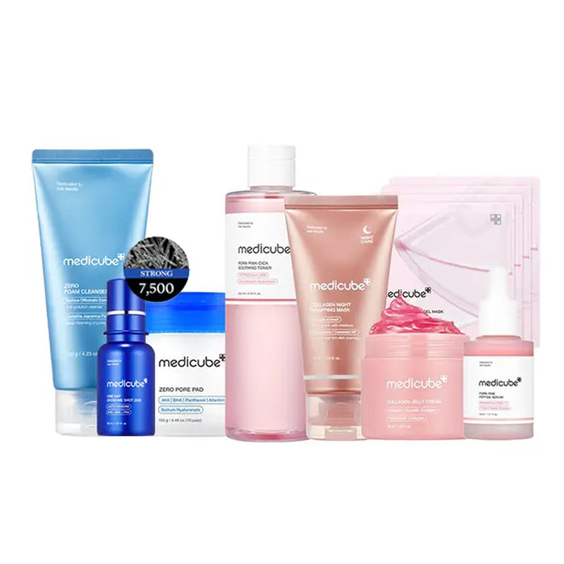 [Medicube] Affordable Glass Glow Skincare Set | Includes 8 Products for Gentle Skin Glow Routine