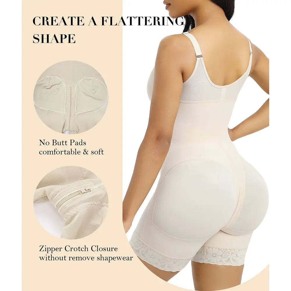 Women’S YIANNA Fajas Colombianas Shapewear Tummy Control Butt Lifter Shaper with Zipper Crotch Detachable Shoulder Strap Springstatements